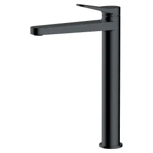 RAK Petit Tall Matt Black Modern Basin Tap Solid Brass