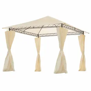 Metal Garden Gazebo Outdoor Party Marquee Tent Water Repellent with Detachable Curtains 3x3m