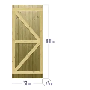 Premier Garden Supplies Pedestrian Gate 180cm (6ft) High x 75cm Wide Tongue & Groove Flat Top Fully Framed Single Swing Gate