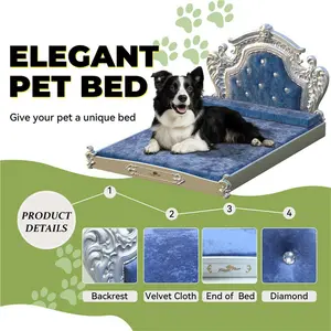 Eckard Velvet Pet Bed Blue /  68cm H x 97cm W x 135cm D