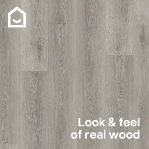 GoodHome Mambo Grey Wood effect Synchronised Click vinyl Planks, 2.17m²