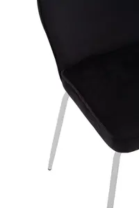 Curved Black Chrome Finish Dining Chair,Chrome Finish Lounge Chair,Kitchen Chair,Curved Backrest Armchair