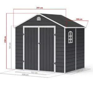 BillyOh Ashford Apex Plastic Garden Storage Shed Including Foundation Kit Grey - 8 x 6