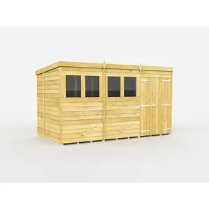 DIY Sheds 12x6 Pent Shed - Double Door With Windows