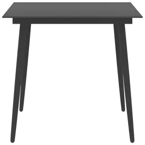 Berkfield Garden Dining Table Black 80x80x74 cm Steel and Glass