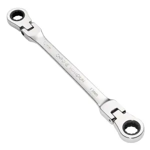 Draper Tools HI-TORQ Metric Flexible Head Double Ring Ratchet Spanner, 10 x 11mm