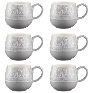 Set of 6 Impressions Grey Leaf Mug 350ml