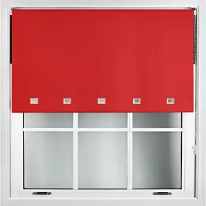 Furnished Made to Measure Blackout Roller Blinds with Square Eyelets - Red Roller Blind (W210cm (L)210cm