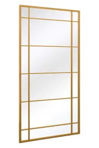 MirrorOutlet The Tabula Gold Metal Framed Window Wall or Leaner Mirror 160CM X 80CM