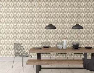 Hoopla Walls Dark Grey Deco Arch Smooth Matt Wallpaper