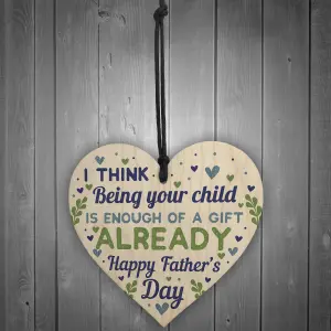 Red Ocean Fathers Day Funny Gifts Wooden Heart Sign Present From Daughter Son Fathers Day Card