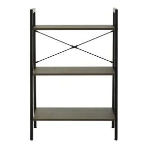 Interiors By Premier Functional Three Tier Dark Oak Veneer Ladder Shelf Unit, Stylish Industrial Narrow Shelf, Versatile Cupboard