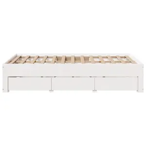 Berkfield Bed Frame without Mattress with Drawers White 120x200 cm Solid Wood Pine