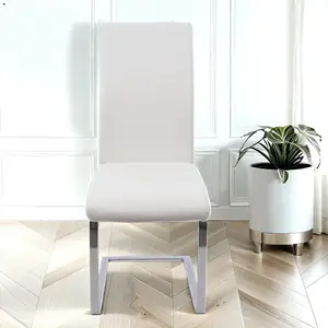 6x Cordoba Faux Leather Dining Chairs In White With Silver Legs