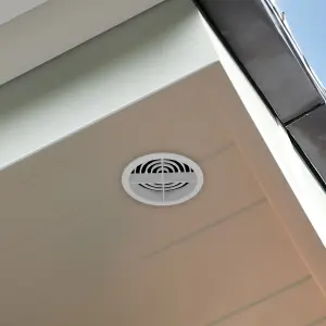 Pack of 4 White Plastic 68mm Round Soffit Air Vents Push in Roof and Eave Circular Mesh Air Vents