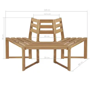 Berkfield Tree Bench Half-hexagonal 160 cm Solid Acacia Wood