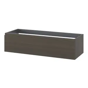 GoodHome Kentia Walnut Veneer Wall-mounted Bathroom Cabinet (H) 300mm (W) 1200mm