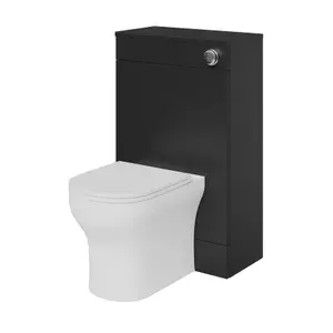 GoodHome Imandra Matt Black Freestanding Toilet cabinet (H)840mm (W)500mm