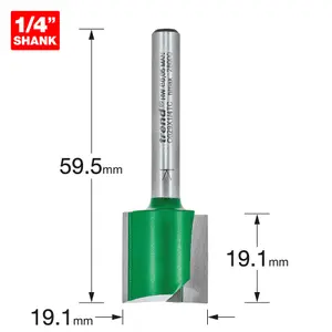 Trend C029X1/4TC 1/4" Two Flute TCT Cutter 19.1mm x 19.1mm Carbide Router Bit