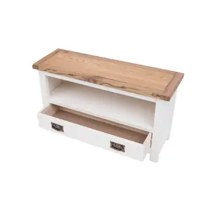 Lovere Off White 1 Drawer TV Cabinet Brass Drop Handle