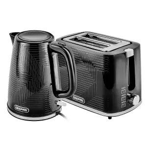 Geepas 1.7L Kettle and Toaster Set 2 Slice Textured Design, Black