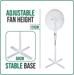 Belaco 16"  Stand Fan - White - Height Adjustable