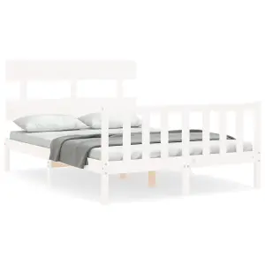 Berkfield Bed Frame with Headboard White 140x200 cm Solid Wood