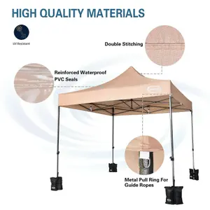 MCC Direct Maximus 3x3 Heavy Duty Pop up Beige Gazebo NS