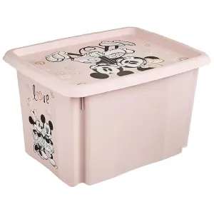 Keeeper Minnie Mouse Turn Around Stackable Box with Lid 30 Litre Nordic Pink