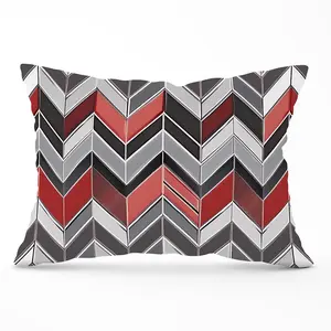 Red Grey Geometric Pattern Cushions 33cm x 48cm