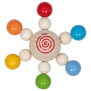 Wooden Baby Touch Ring Spinning Top w/ PearlsToddler Development Sensory