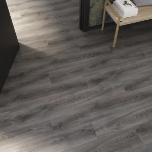 GoodHome Cleobury Brown Structured Oak effect Laminate flooring Sample