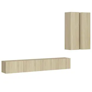 Berkfield 4 Piece TV Cabinet Set Sonoma Oak Engineered Wood