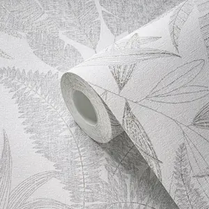 Galerie Welcome Home Silver Grey Botanical Leaves Wallpaper