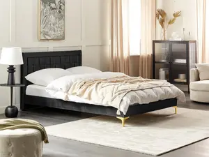 Velvet EU Double Bed Black LIMOUX