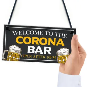 Novelty CORONA BAR Sign Open After 10 Home Bar Pub Garden Sign Home Decor