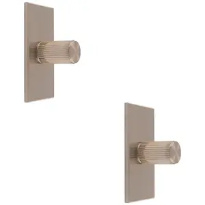 2 PACK - Reeded Cylinder Cabinet Door Knob & Matching Backplate - Satin Nickel 76 x 40mm