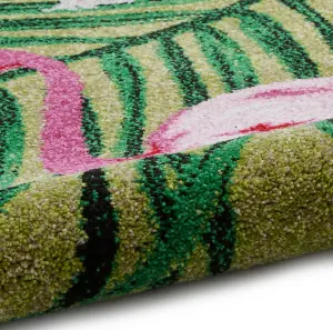 Green Pink Luxurious Modern Easy to Clean Handmade Rug For Dining Room-80cm X 150cm