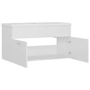 Berkfield Sink Cabinet with Built-in Basin White Engineered Wood