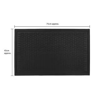 JVL Office Entrance Absorbent Barrier Door Mat, 45x75cm, Black/Blue