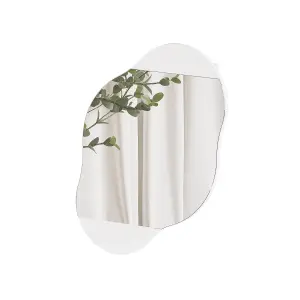 Decortie Cloudy Unique Mirrored Bathroom Cabinet Wall Mount Storage Cabinet with One Mirror Door, White