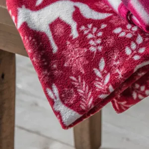 Red Woodland Fleece Throw