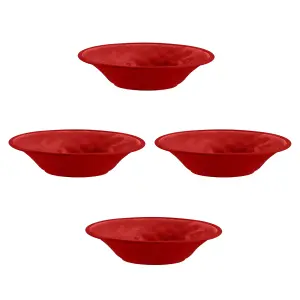 Purely Home Crackle Red Melamine Low Bowls - Set of 4