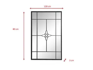 Decorative Wall Mirror,Metal Window Mirror (Black, 80((W)x120(H)x3(D) cm)