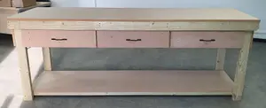 Wooden MDF top workbench, tool cabinet with drawers (V.1) (H-90cm, D-70cm, L-240cm)