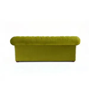 Chesterfield 3 Seater Malta Grass Green Real Velvet Fabric Sofa In Classic Style