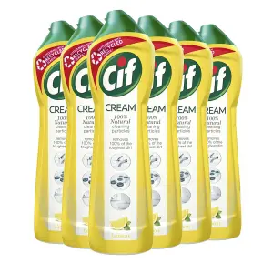 Cif 100% Natural Cleaning Particles Lemon Creams 500ml, 6Pk