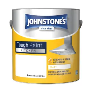 Johnstone's Kitchen Matt Tough Paint Pure Brilliant White - 2.5L