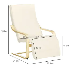 HOMCOM Lounge Chair Recliner Adjustable Footrest Home Cream White