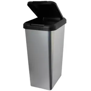 45L SILVER IML TOUCH & LIFT RECTANGLE SWING KITCHEN WASTE RUBBISH RECYCLE BIN